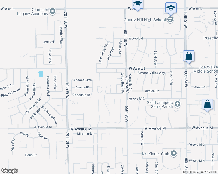map of restaurants, bars, coffee shops, grocery stores, and more near 42251 Sand Palm Way in Lancaster
