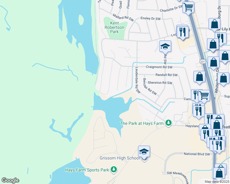 map of restaurants, bars, coffee shops, grocery stores, and more near 7521 Amanda Circle in Huntsville