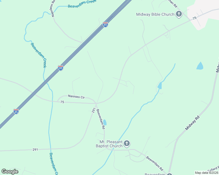 map of restaurants, bars, coffee shops, grocery stores, and more near 1350 Cherokee Road in Williamston