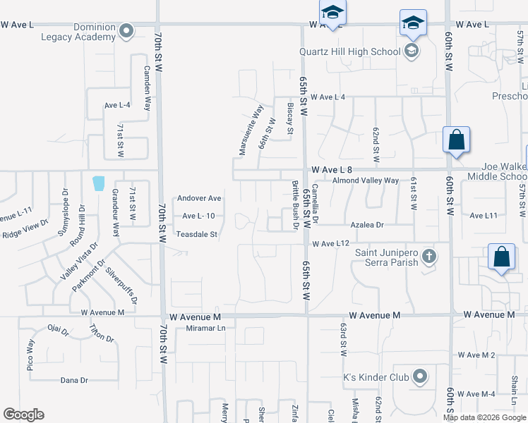 map of restaurants, bars, coffee shops, grocery stores, and more near 42257 Sand Palm Way in Lancaster