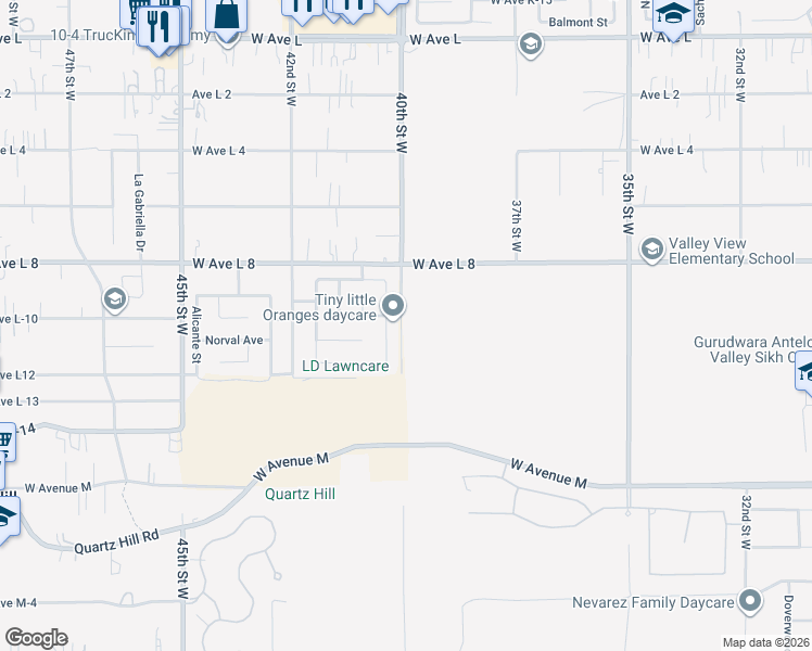 map of restaurants, bars, coffee shops, grocery stores, and more near 4005 Vancouver Lane in Quartz Hill