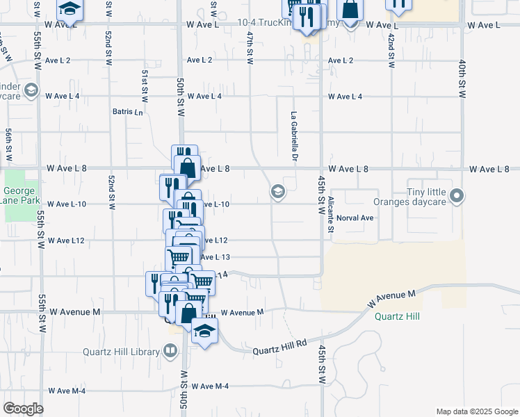 map of restaurants, bars, coffee shops, grocery stores, and more near Avenue in Los Angeles County