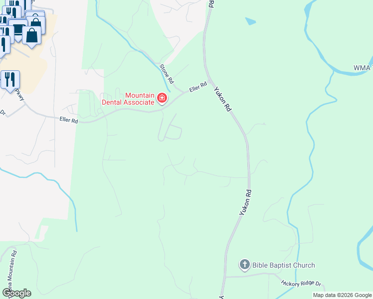 map of restaurants, bars, coffee shops, grocery stores, and more near Brumby Trail in Ellijay