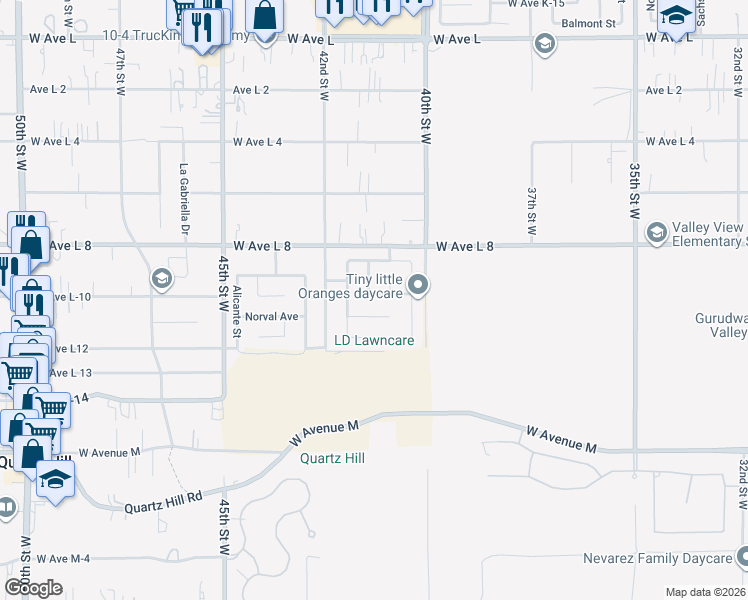 map of restaurants, bars, coffee shops, grocery stores, and more near 4068 Vancouver Lane in Lancaster