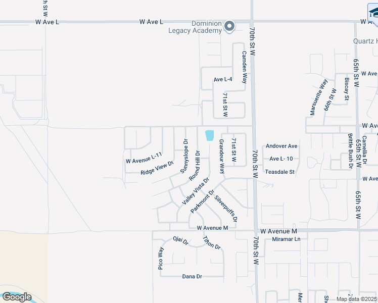 map of restaurants, bars, coffee shops, grocery stores, and more near 42302 Sunnyslope Drive in Lancaster