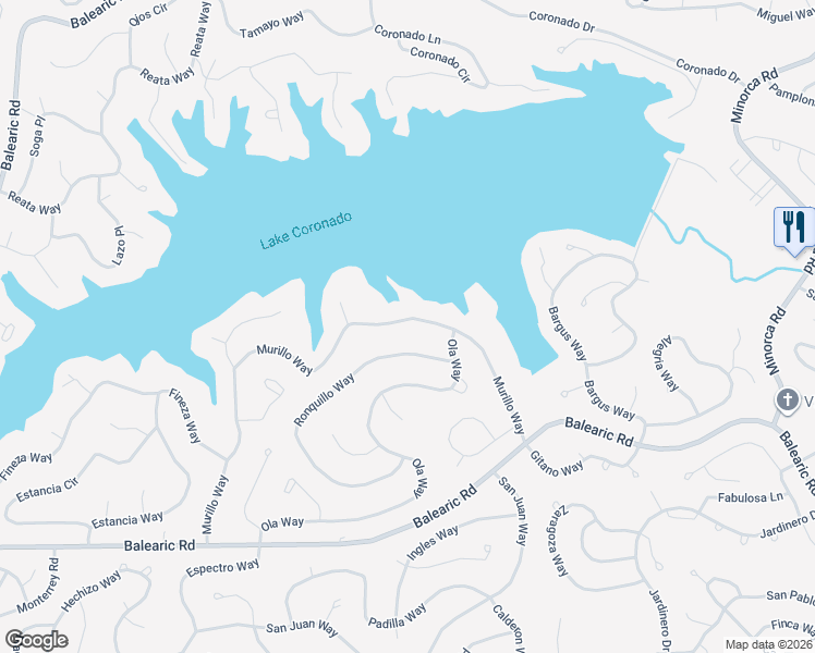 map of restaurants, bars, coffee shops, grocery stores, and more near 92 Murillo Way in Hot Springs Village