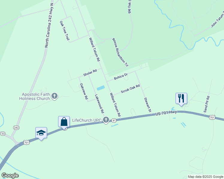 map of restaurants, bars, coffee shops, grocery stores, and more near 278 Willard Tatum Road in Elizabethtown