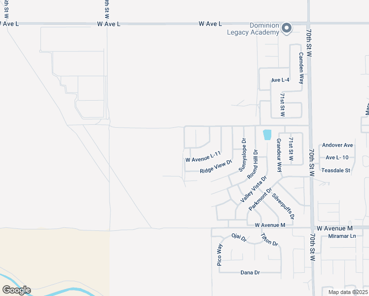 map of restaurants, bars, coffee shops, grocery stores, and more near 76th Street West in Lancaster