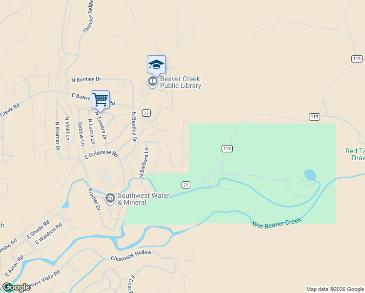 map of restaurants, bars, coffee shops, grocery stores, and more near 4964 Goss Drive in Lake Montezuma
