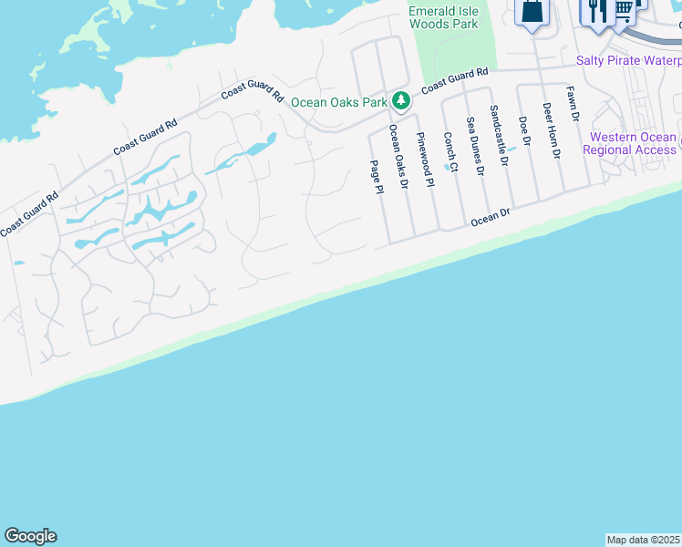 map of restaurants, bars, coffee shops, grocery stores, and more near 9721 Dolphin Ridge Road in Emerald Isle