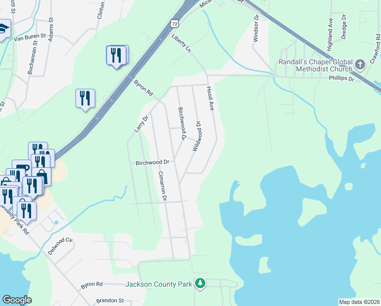 map of restaurants, bars, coffee shops, grocery stores, and more near 1204 Wildwood Avenue in Scottsboro