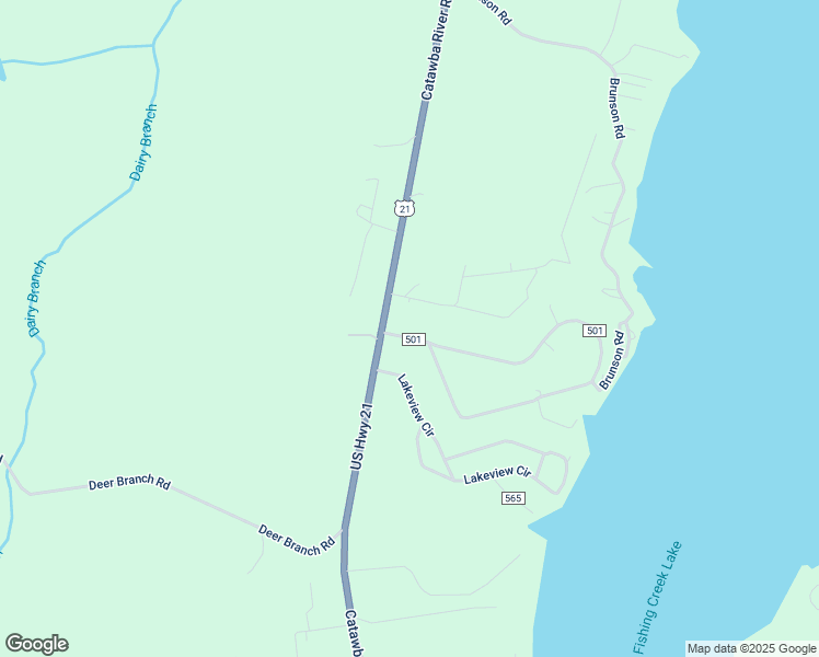 map of restaurants, bars, coffee shops, grocery stores, and more near 1475 Riverview Circle in Fort Lawn