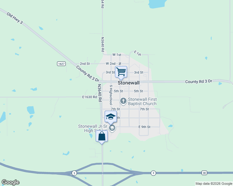 map of restaurants, bars, coffee shops, grocery stores, and more near 215 5th Street in Stonewall