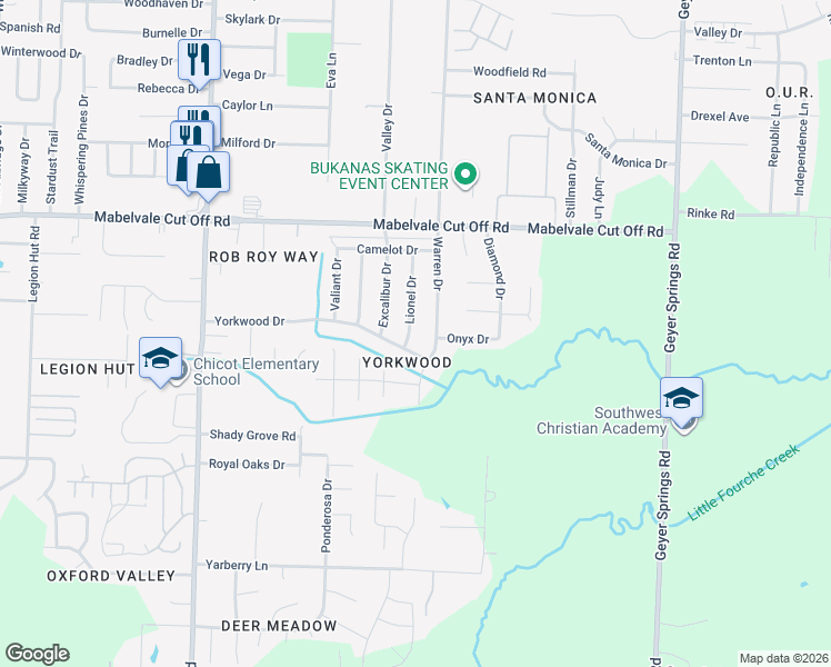 map of restaurants, bars, coffee shops, grocery stores, and more near 10819 Lionel Drive in Little Rock