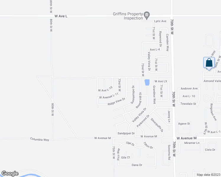 map of restaurants, bars, coffee shops, grocery stores, and more near 5044 West Avenue L10 in Lancaster