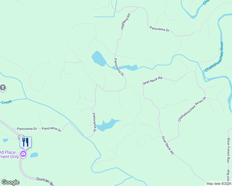 map of restaurants, bars, coffee shops, grocery stores, and more near 1296 Panorama Drive in Sautee Nacoochee
