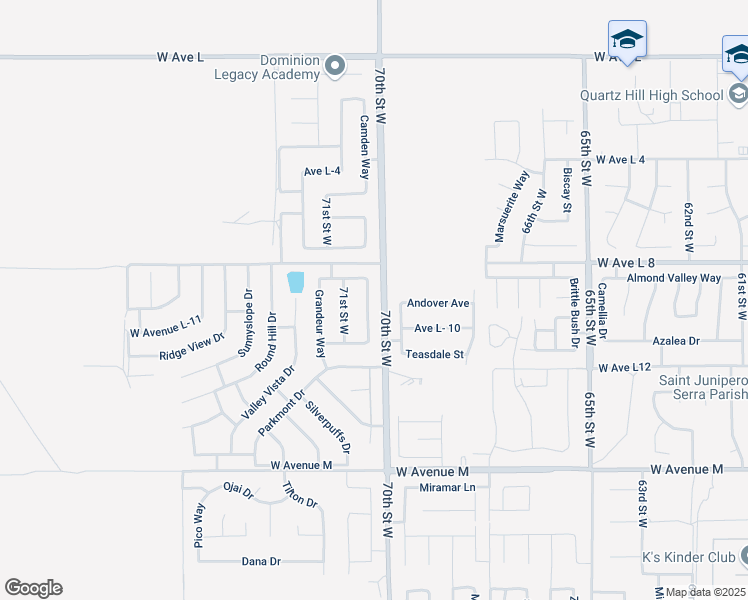 map of restaurants, bars, coffee shops, grocery stores, and more near 42320 Camden Way in Lancaster