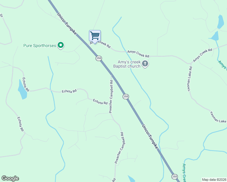 map of restaurants, bars, coffee shops, grocery stores, and more near 1824 Preacher Campbell Road in Clarkesville