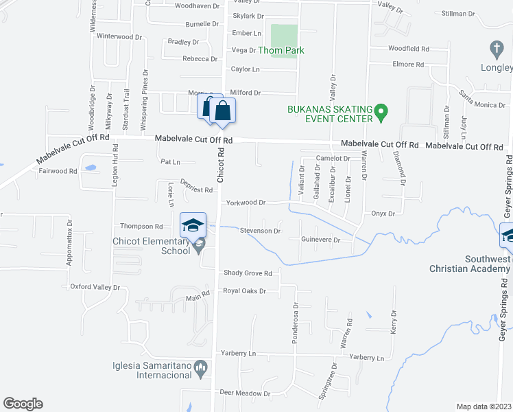 map of restaurants, bars, coffee shops, grocery stores, and more near 7313 Yorkwood Drive in Little Rock