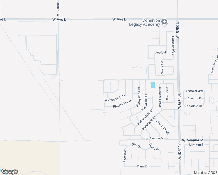 map of restaurants, bars, coffee shops, grocery stores, and more near 42333 Highland Court in Lancaster