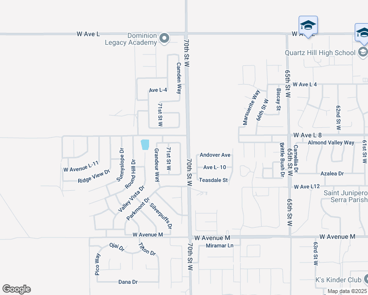 map of restaurants, bars, coffee shops, grocery stores, and more near 42320 Camden Way in Lancaster