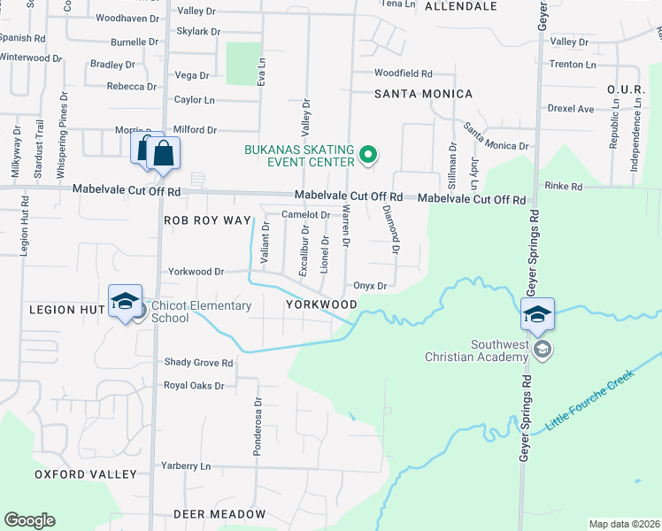 map of restaurants, bars, coffee shops, grocery stores, and more near 10819 Lionel Drive in Little Rock
