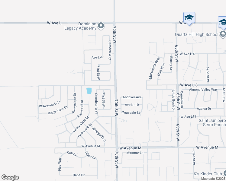 map of restaurants, bars, coffee shops, grocery stores, and more near 42344 Camden Way in Lancaster