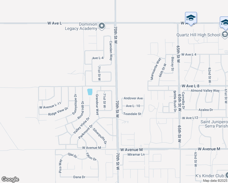map of restaurants, bars, coffee shops, grocery stores, and more near 42344 Camden Way in Lancaster