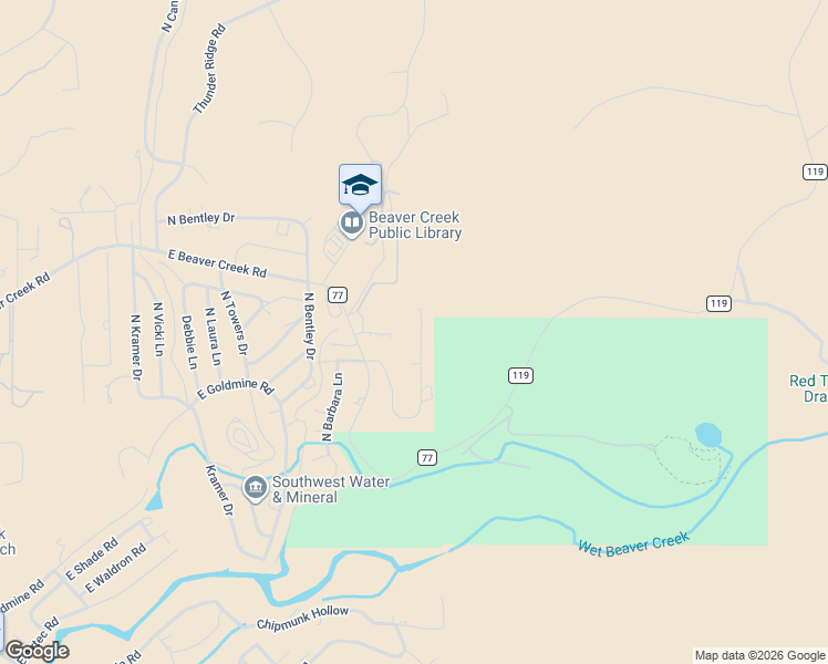 map of restaurants, bars, coffee shops, grocery stores, and more near 5008 Goss Drive in Lake Montezuma