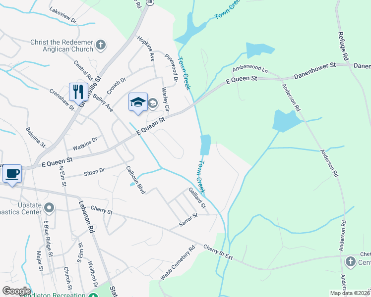 map of restaurants, bars, coffee shops, grocery stores, and more near 156 Queens Mill Court in Pendleton