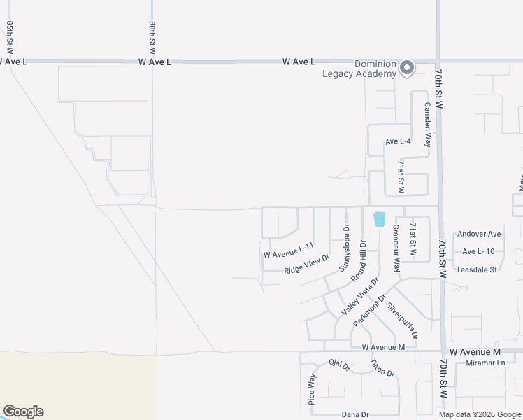map of restaurants, bars, coffee shops, grocery stores, and more near West Avenue L 8 in Lancaster