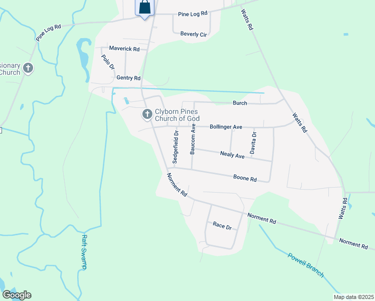map of restaurants, bars, coffee shops, grocery stores, and more near 94 Baucom Avenue in Lumberton