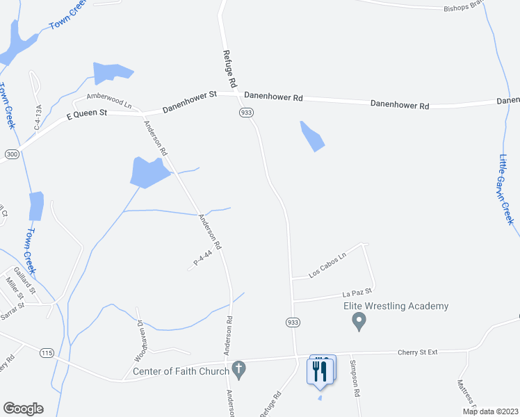 map of restaurants, bars, coffee shops, grocery stores, and more near 2331 Refuge Rd in Pendleton