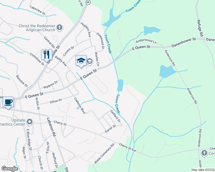 map of restaurants, bars, coffee shops, grocery stores, and more near 156 Queens Mill Court in Pendleton