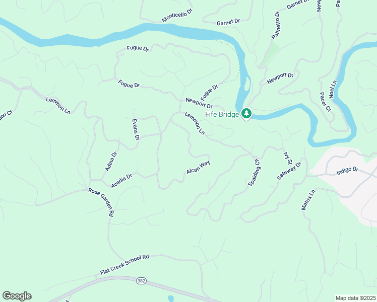 map of restaurants, bars, coffee shops, grocery stores, and more near Alcan Way in Gilmer County