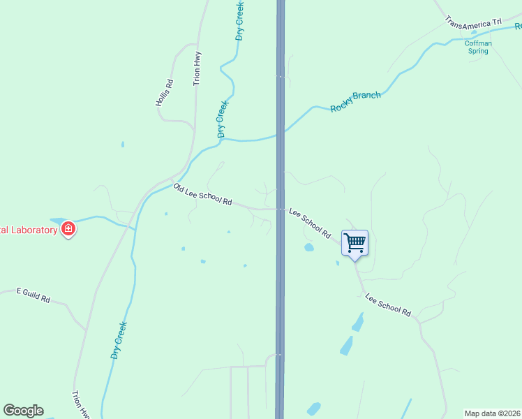 map of restaurants, bars, coffee shops, grocery stores, and more near 18 Old Lee School Road in LaFayette