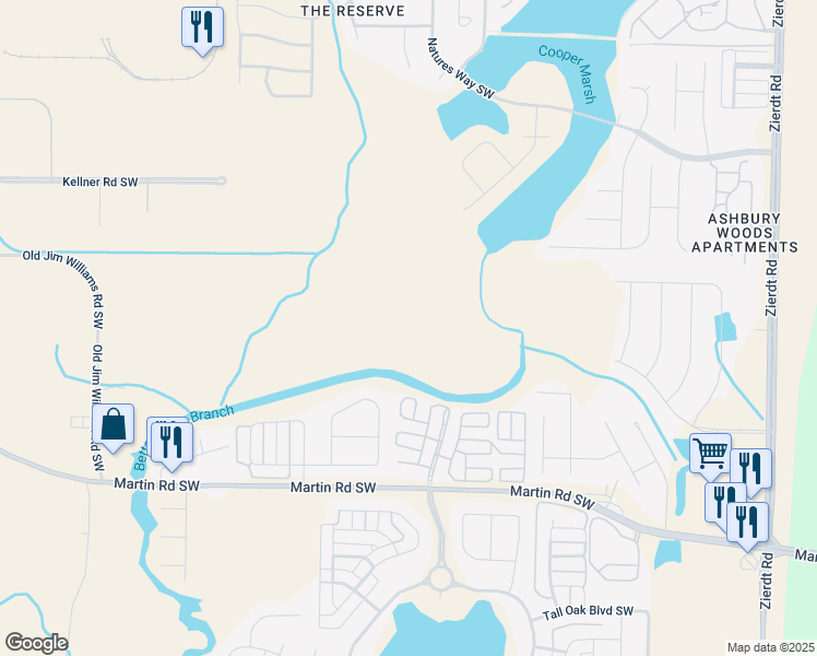 map of restaurants, bars, coffee shops, grocery stores, and more near in Huntsville