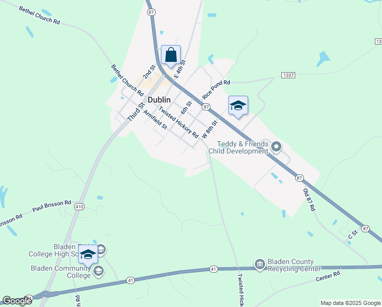 map of restaurants, bars, coffee shops, grocery stores, and more near 39 Armfield Street in Elizabethtown