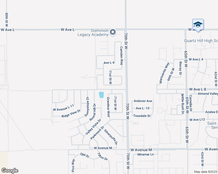 map of restaurants, bars, coffee shops, grocery stores, and more near 7128 Avenue L-7 in Lancaster