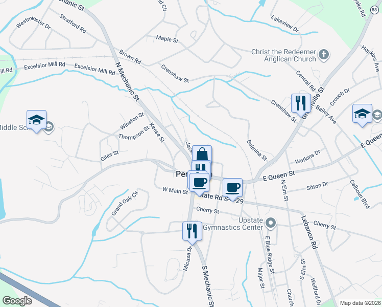 map of restaurants, bars, coffee shops, grocery stores, and more near 337 Jackson Street in Pendleton