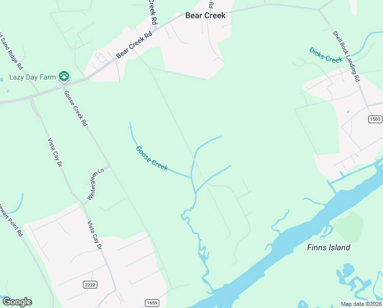 map of restaurants, bars, coffee shops, grocery stores, and more near Hogans Road in Onslow County