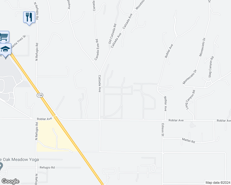 map of restaurants, bars, coffee shops, grocery stores, and more near 2450 Calzada Avenue in Santa Ynez