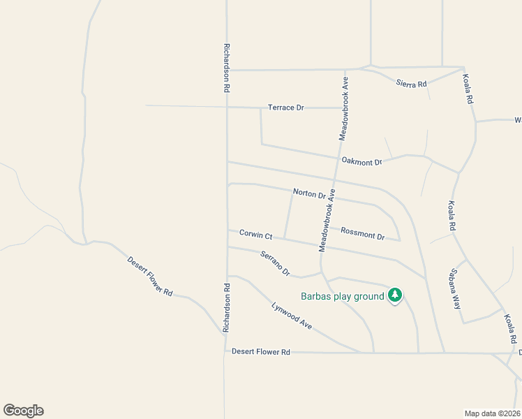 map of restaurants, bars, coffee shops, grocery stores, and more near Corwin Court in Adelanto
