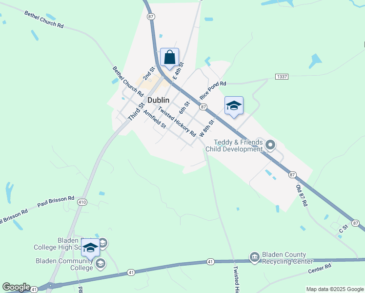map of restaurants, bars, coffee shops, grocery stores, and more near 39 Armfield Street in Elizabethtown