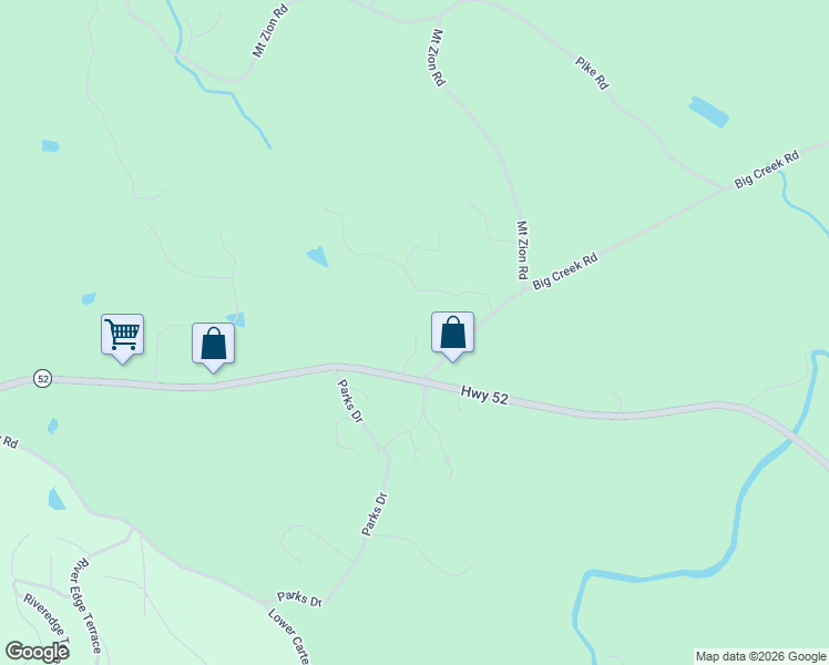 map of restaurants, bars, coffee shops, grocery stores, and more near 6192 Georgia 52 in Ellijay