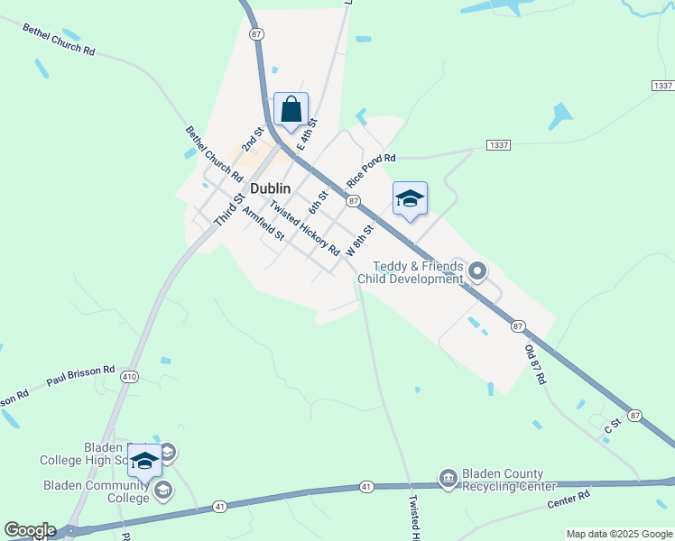 map of restaurants, bars, coffee shops, grocery stores, and more near Armfield Street in Butters