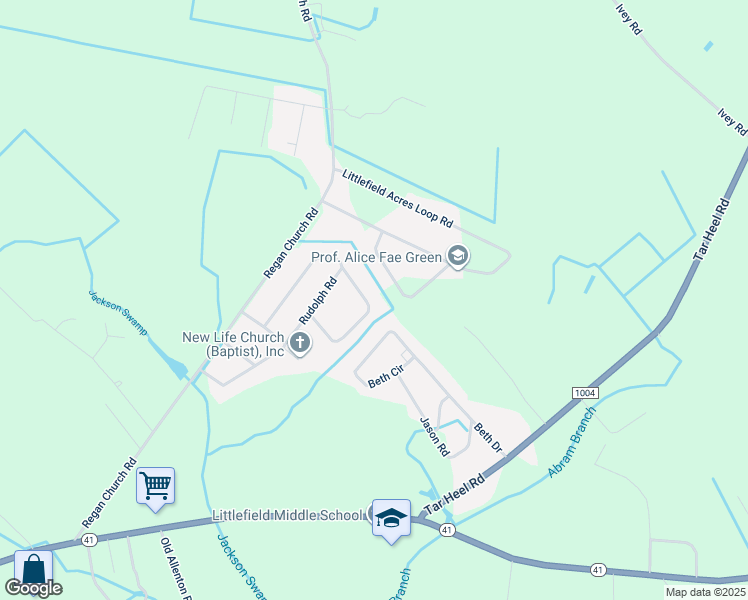 map of restaurants, bars, coffee shops, grocery stores, and more near 228 Schaeman Circle in Lumberton