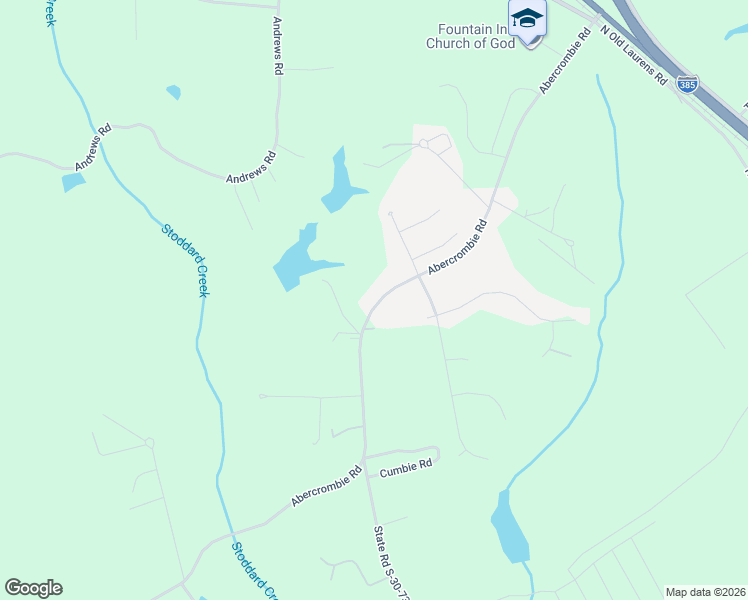 map of restaurants, bars, coffee shops, grocery stores, and more near 2771 Abercrombie Road in Fountain Inn