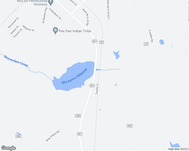 map of restaurants, bars, coffee shops, grocery stores, and more near 601 Old McCall-Clio Road in McColl