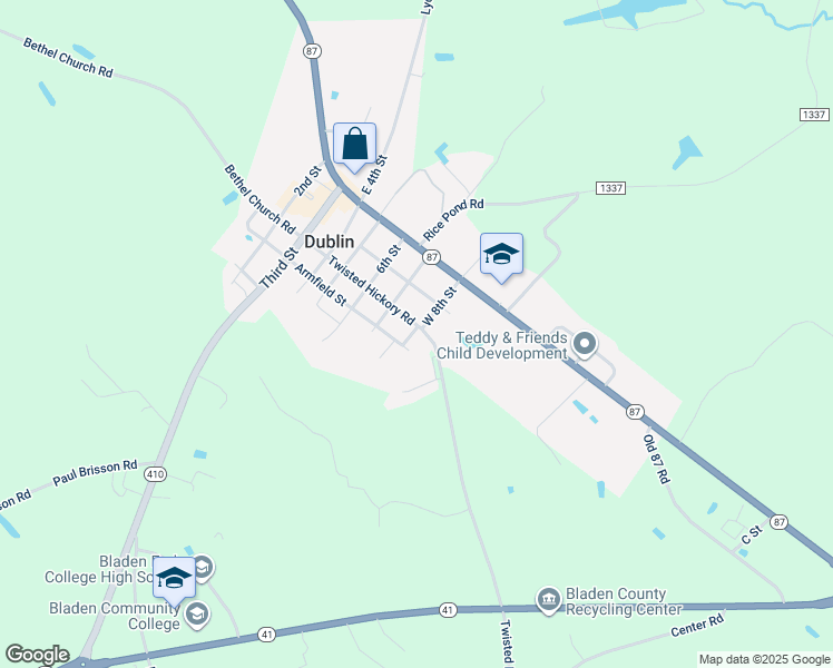 map of restaurants, bars, coffee shops, grocery stores, and more near 310 Twisted Hickory Road in Elizabethtown